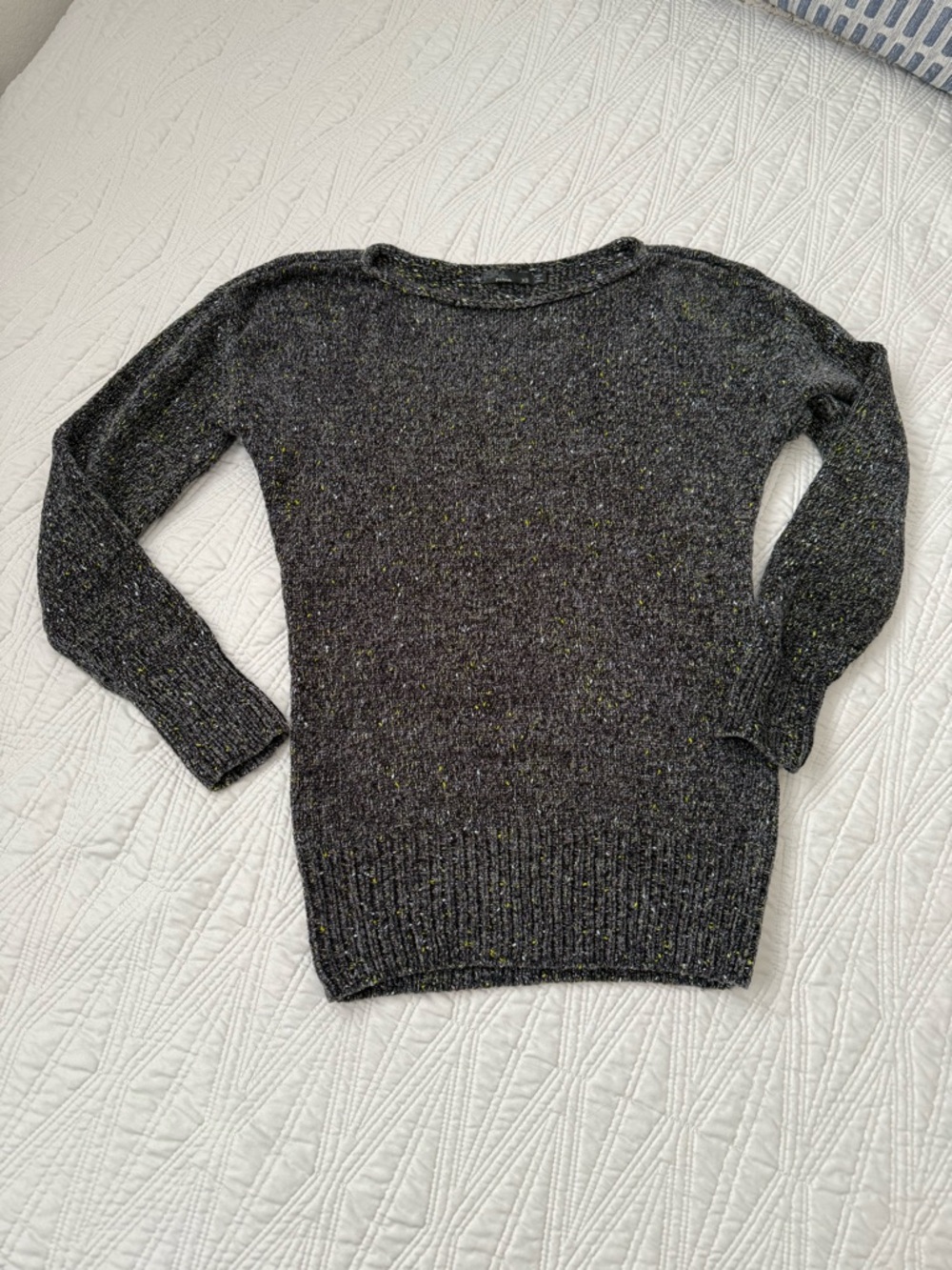 Prana Dark Charcoal Crewneck Sweater with Subtle Fleck